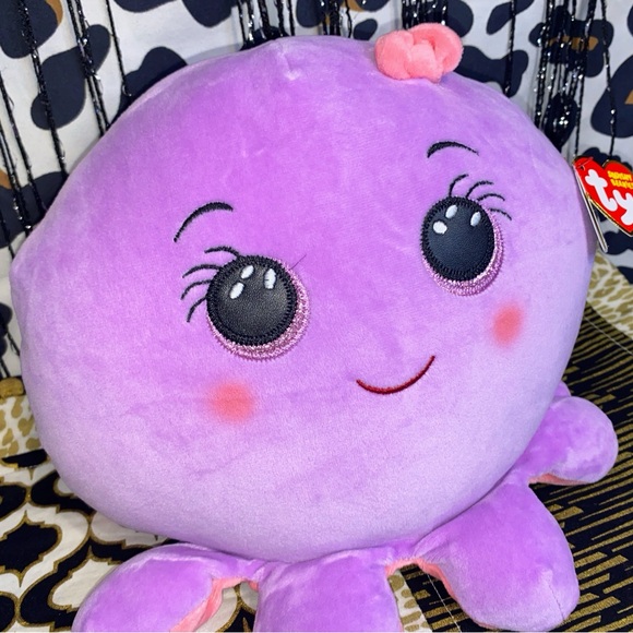 TY SQUISH A BOOS OCTAVIA THE PURPLE OCTOPUS PLUSH PILLOW TOY - Picture 3 of 6